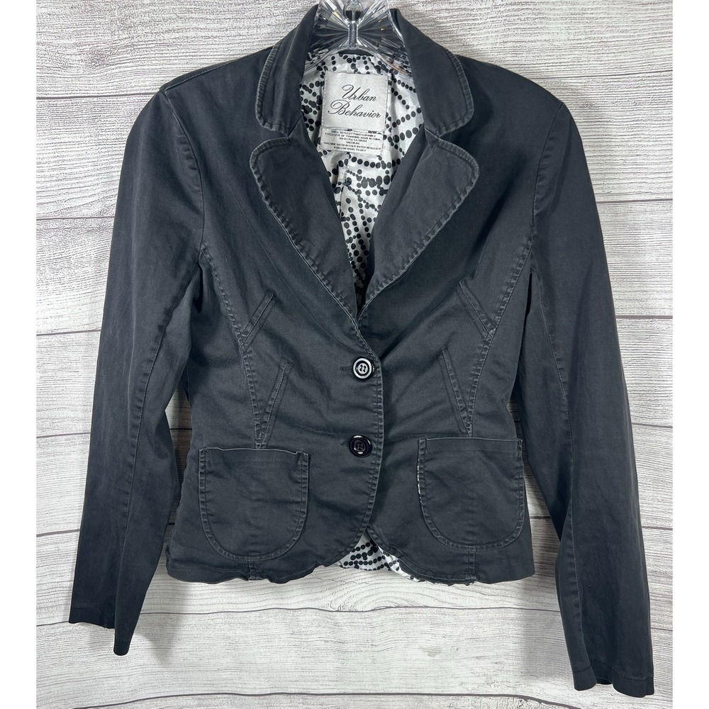 Urban Behavior Vintage Y2K Black Fitted Lined Cotton Blazer Jacket Size M